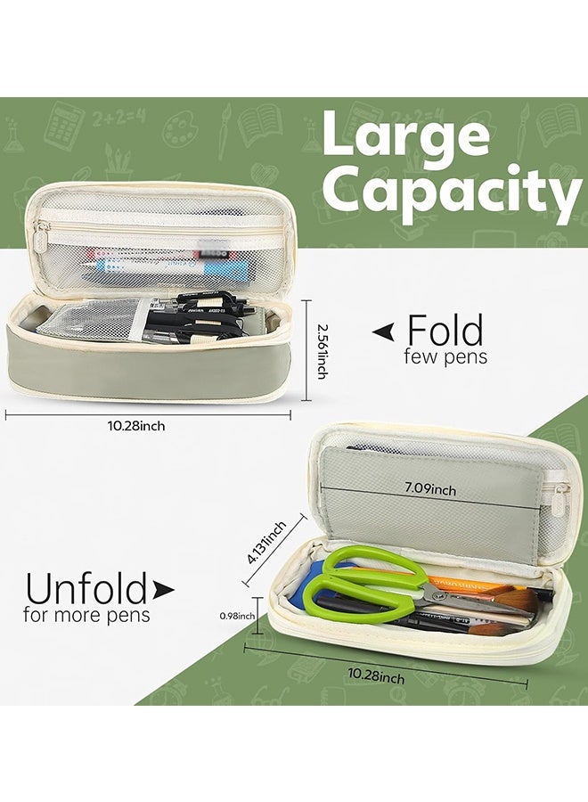 SPECIAL Green Large Capacity Aesthetic Pencil Case with Sturdy Durable Zipper Big Soft Stationery Pouch Portable Storage Organizer for Women Men Adults College Office Travel School Supplies Pen Marker Cosmetic Bag - Image 5